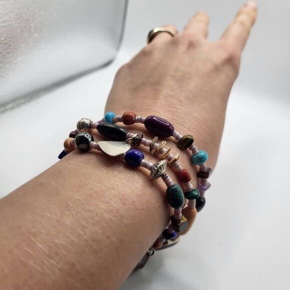Native American Artisan Made Heishi Bracelet with Sugilite, Lapis, Turquoise, Ma - Picture 1 of 5